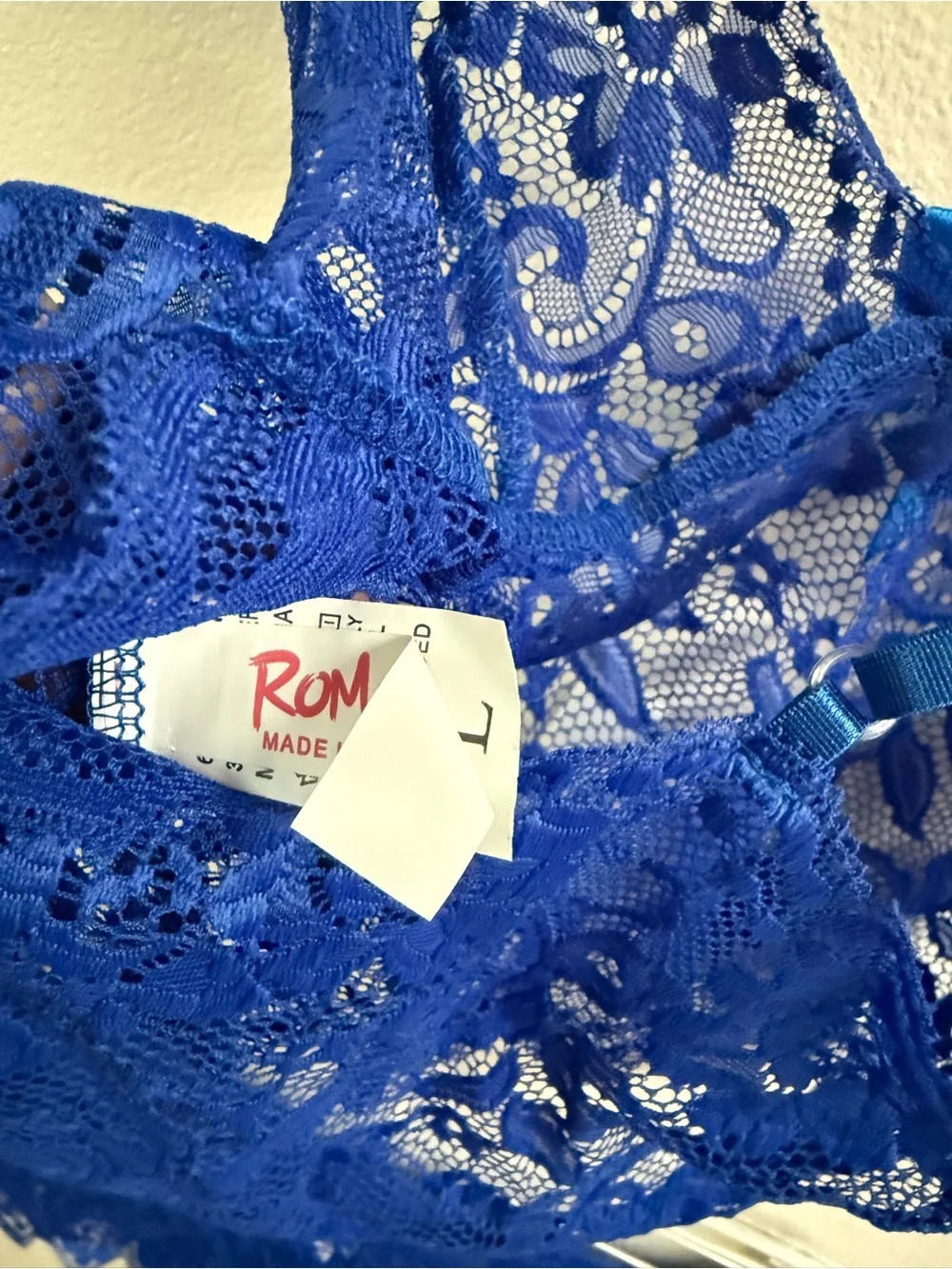 ROMWE Royal Blue Lace Bralette & Boyshort Set